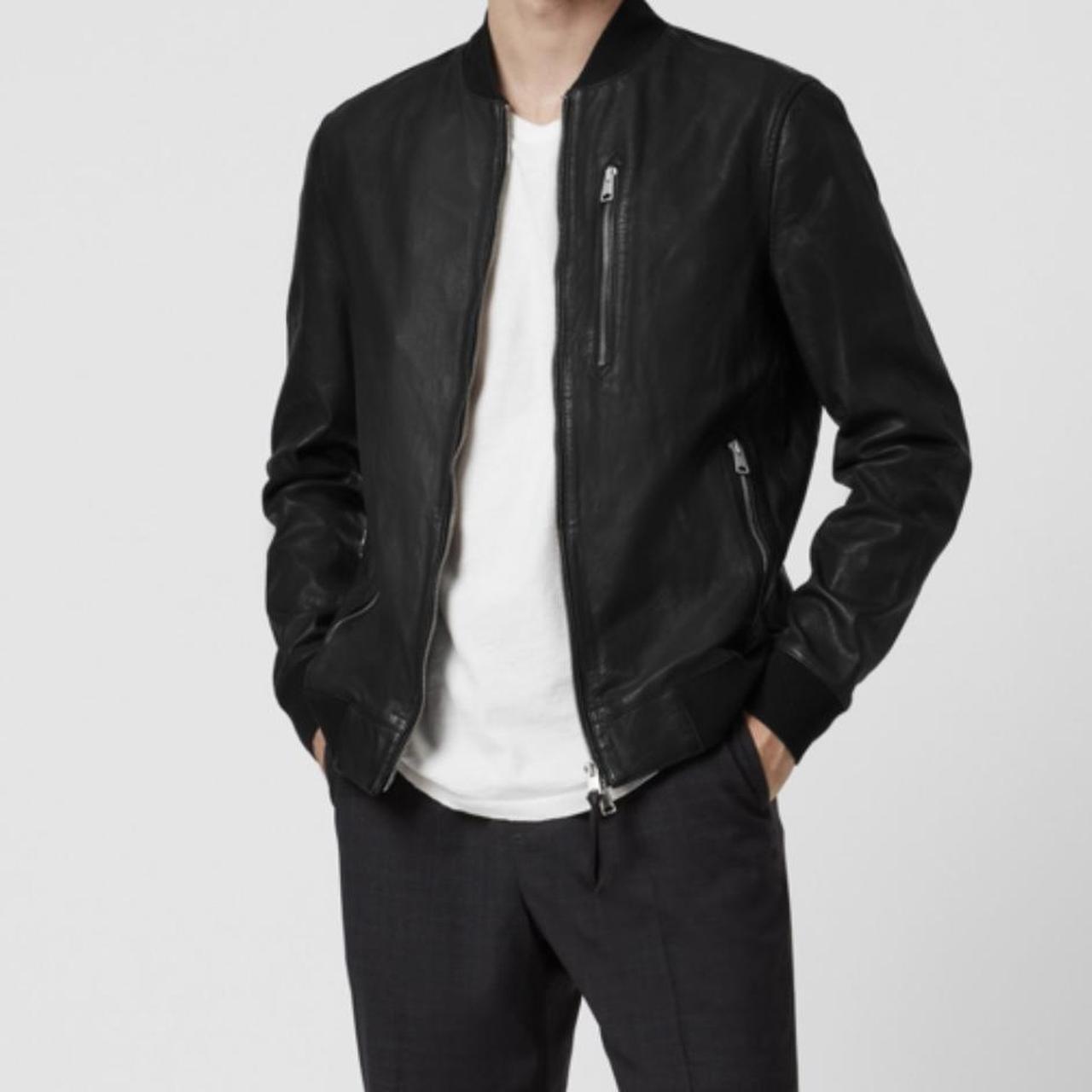 all saints leather bomber