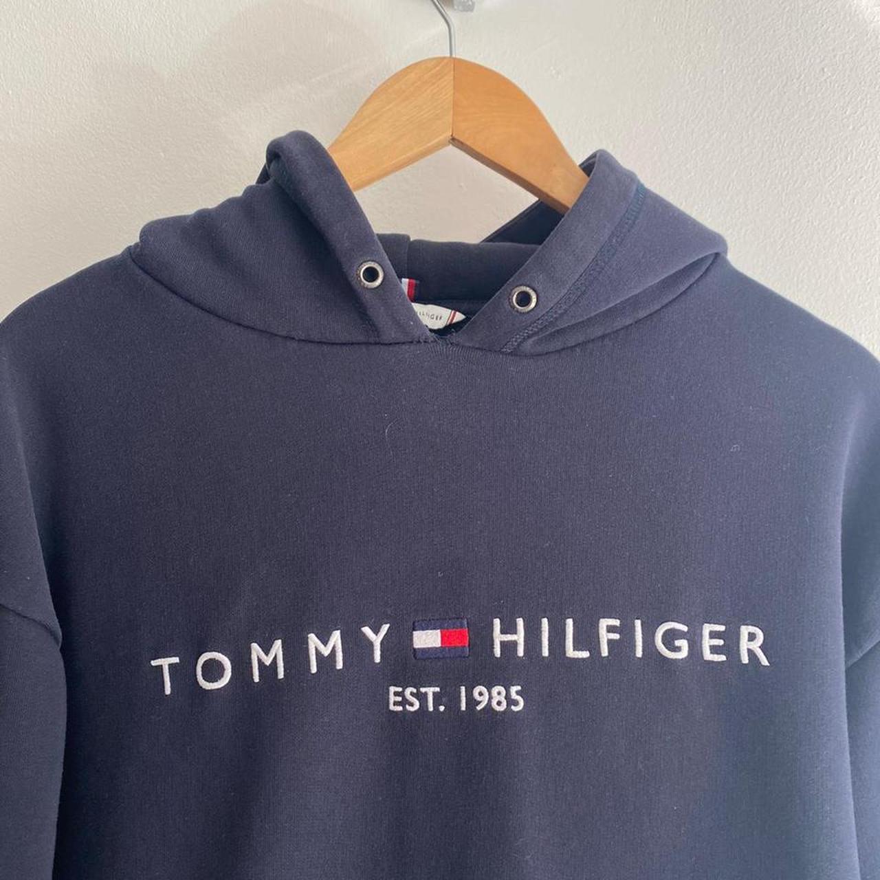 Navy blue Tommy Hilfiger Long hoodie Hoodie... - Depop