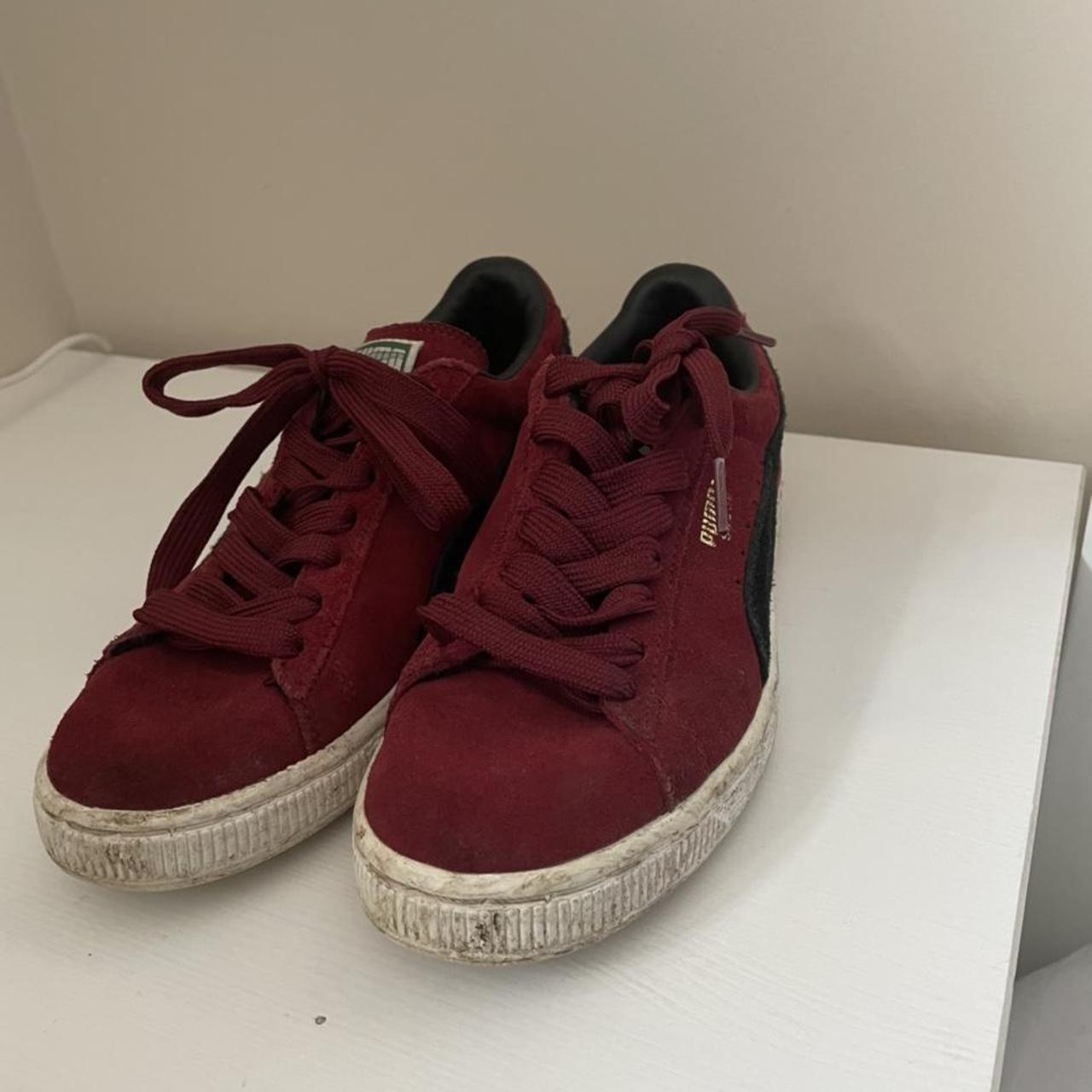 Vintage Dark Red Puma Suedes Depop