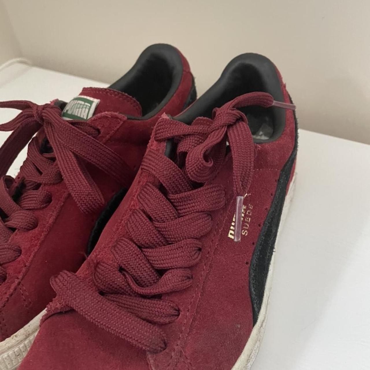 Vintage Dark Red Puma Suedes - Depop