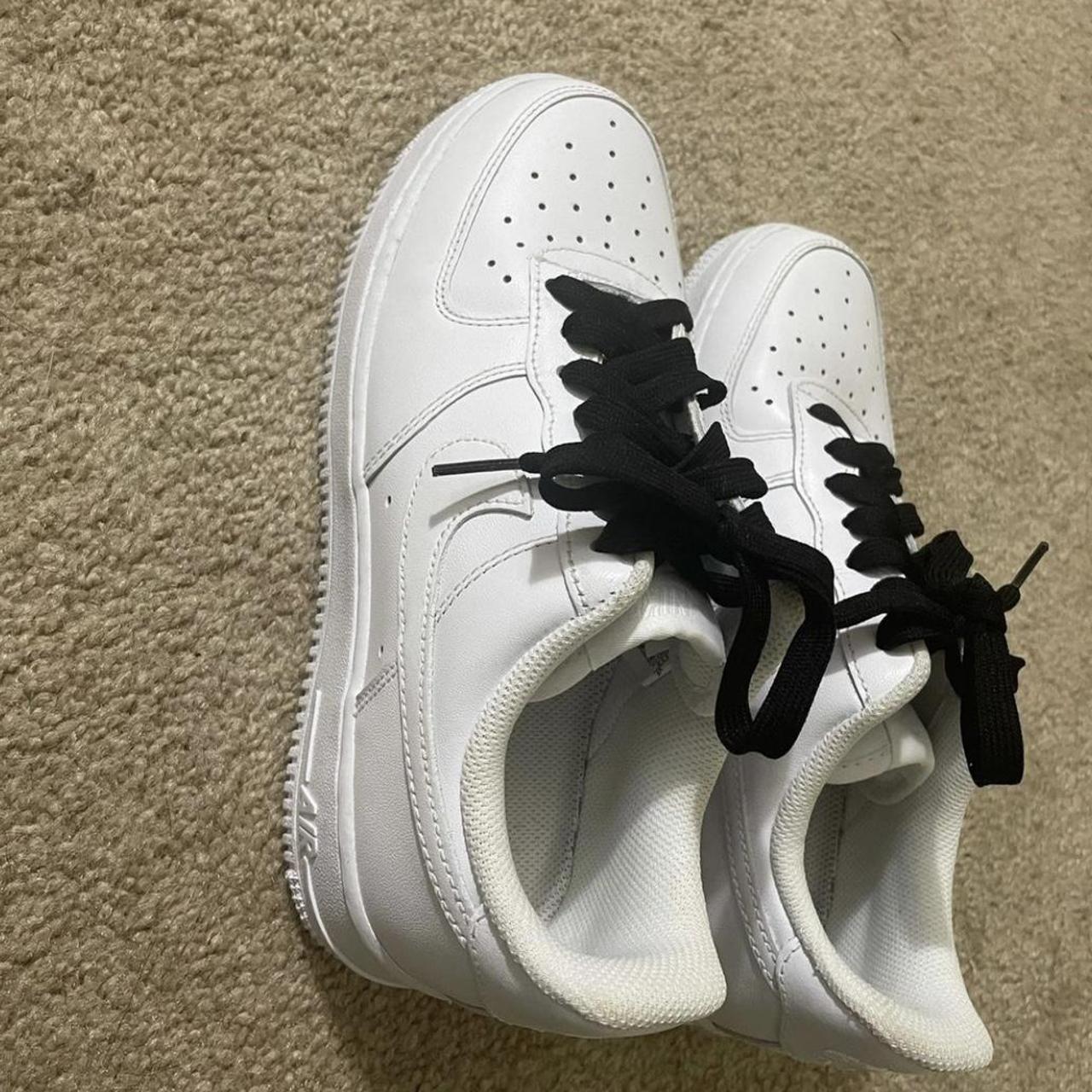 Nike Air Force One White with black or white laces - Depop