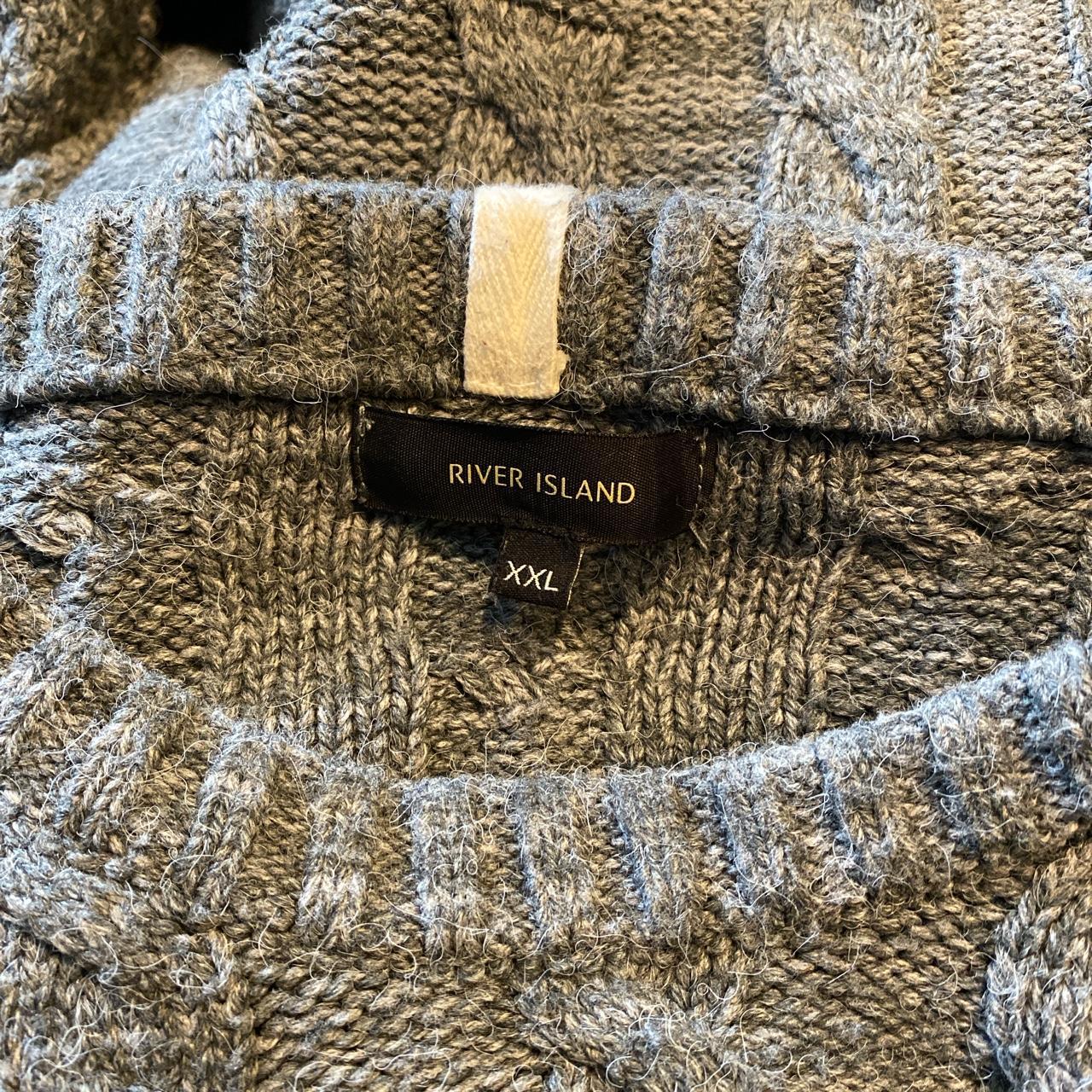 RIVER ISLAND GREY JUMPER WORN TWICE XXL - Depop