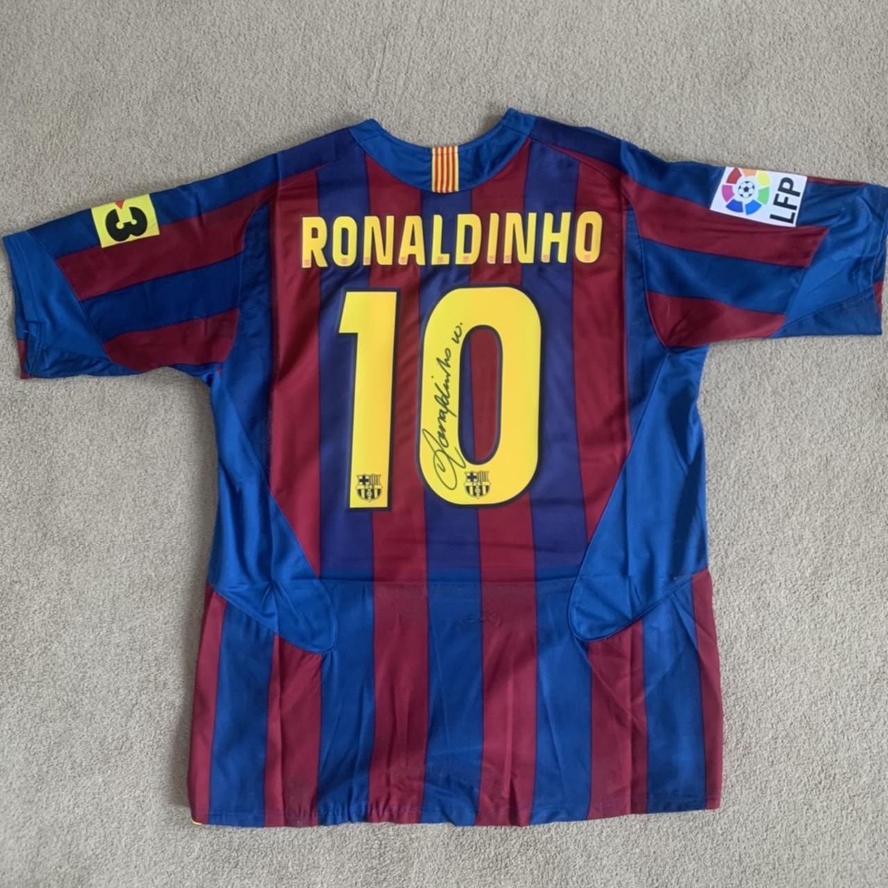 Signed Ronaldinho 05/06 Barcelona shirt with... - Depop