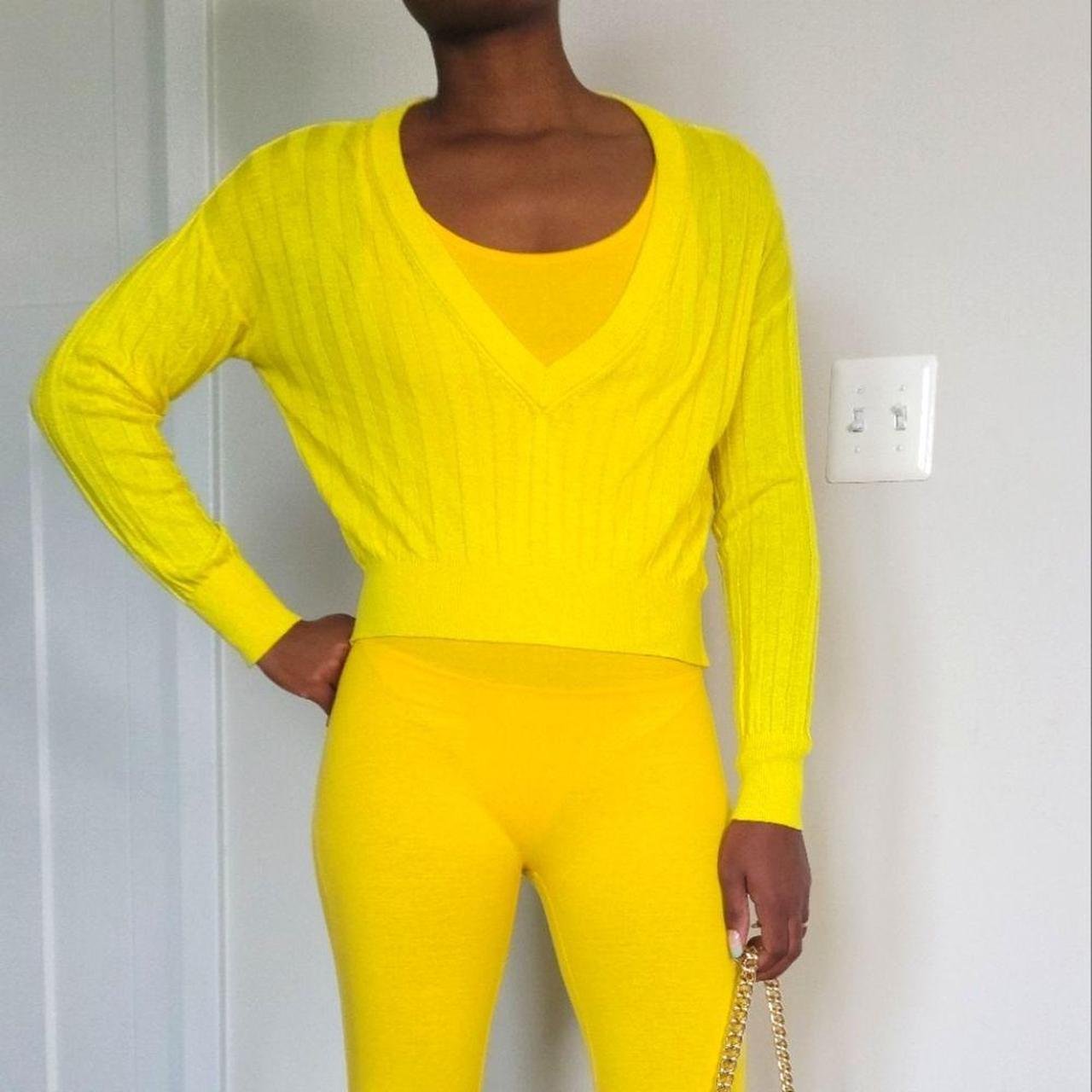 Express Women's Yellow Cardigan Depop