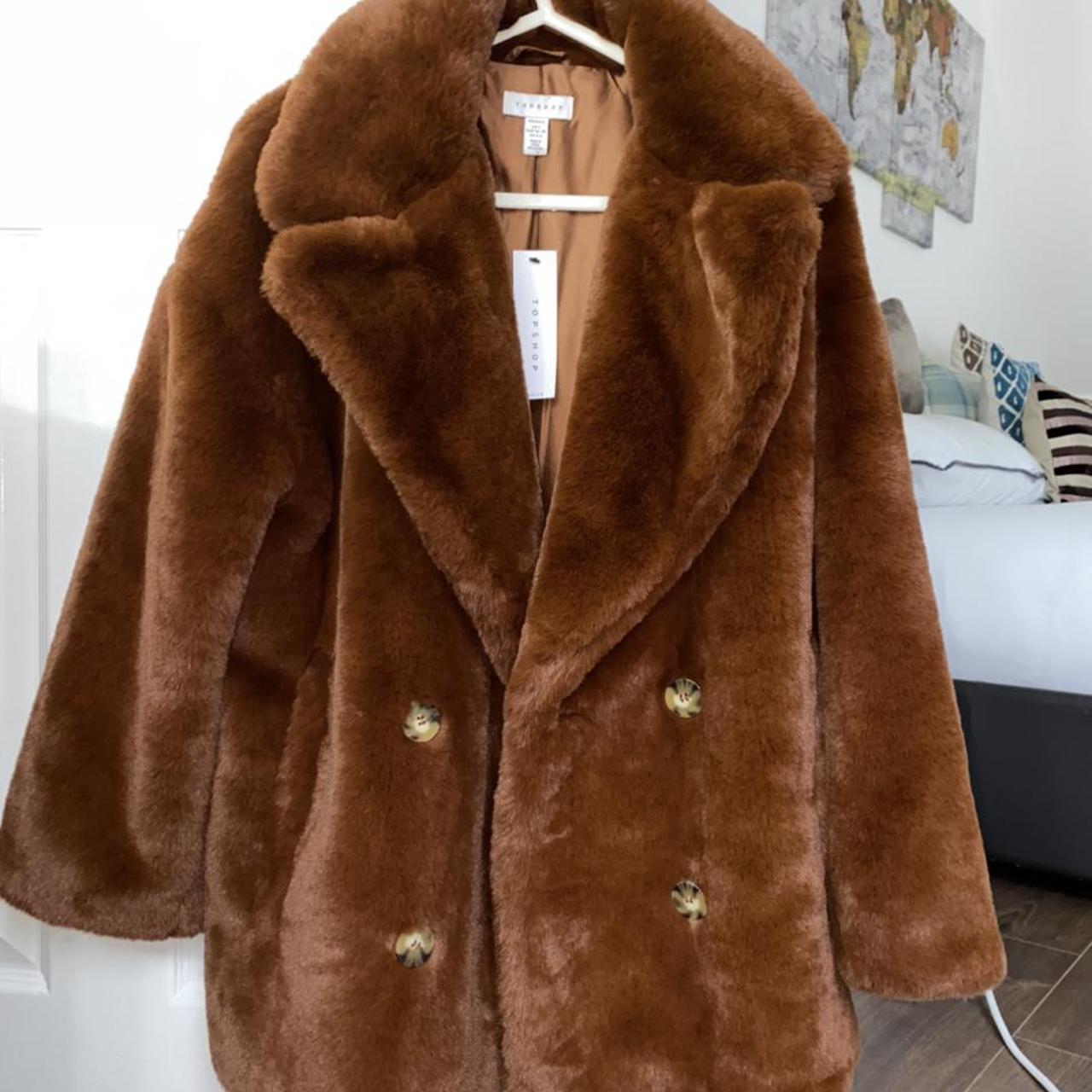 Petite Faux Fur Double Breasted Coat