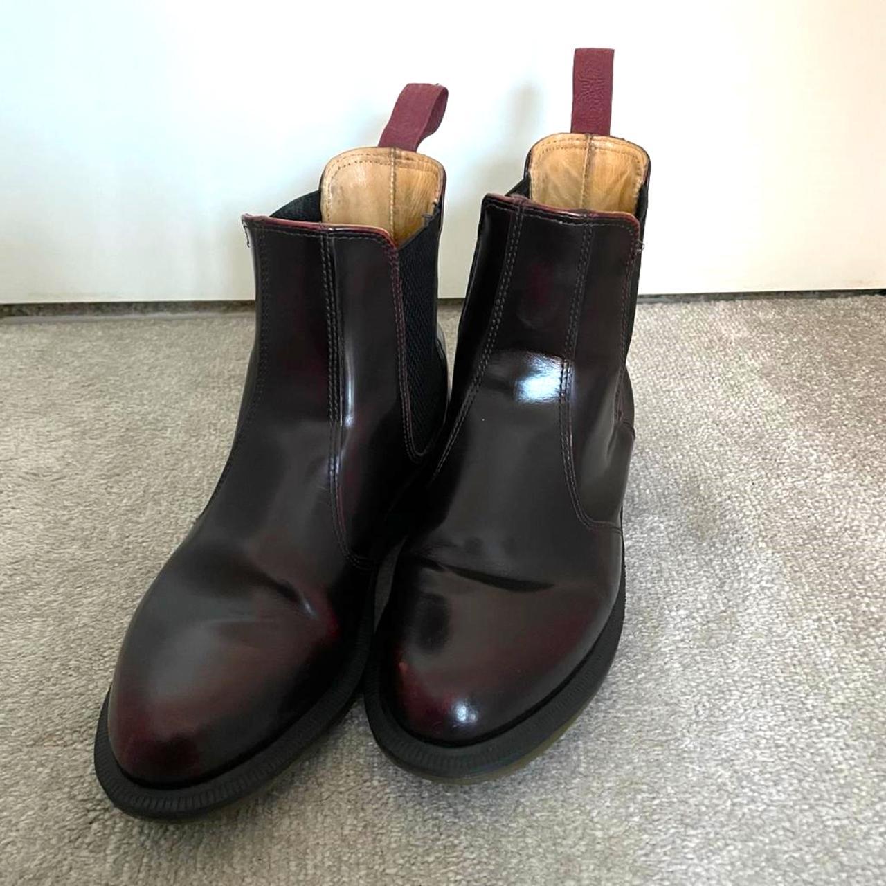 Dr Martens Flora Chelsea Boots Cherry Faded Red SIZE... - Depop