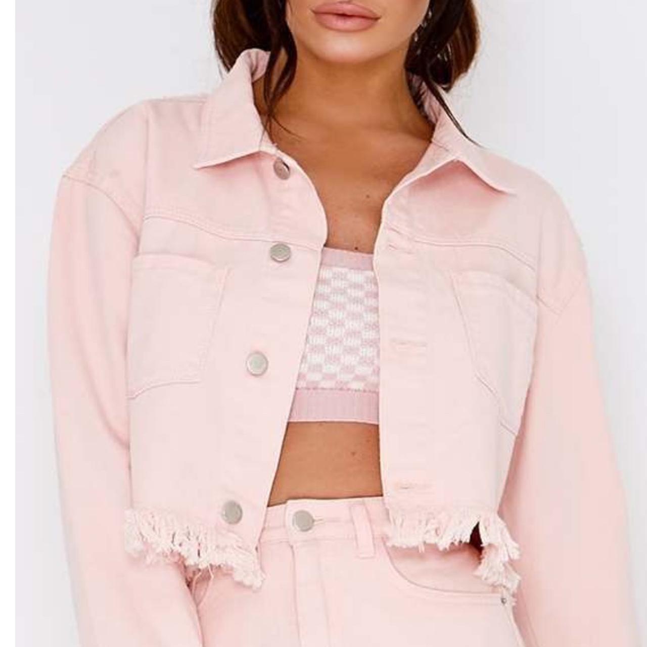 pink denim jacket size 12