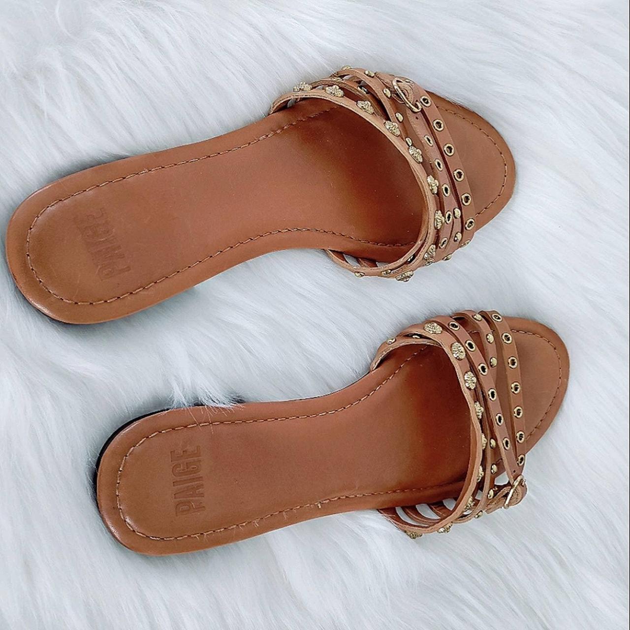 PAIGE Women's Gold and Tan Sandals (3)