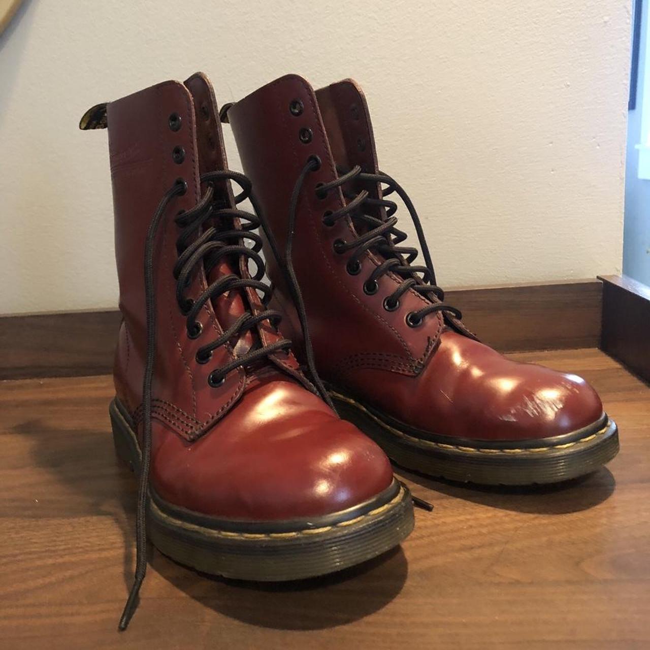 Cherry red 1490 smooth leather mid calf Dr martens