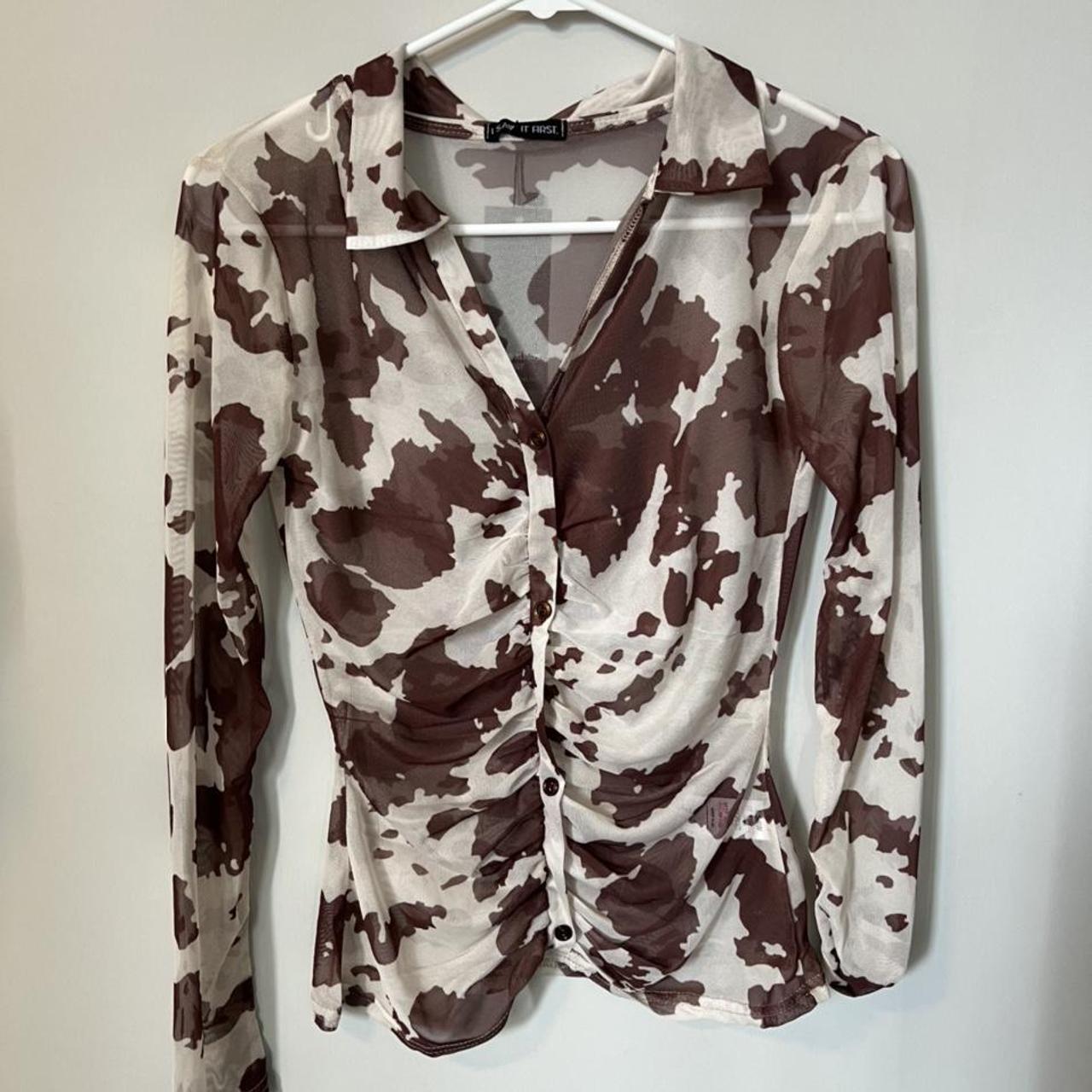 I Saw It First Women's Brown and Cream Shirt