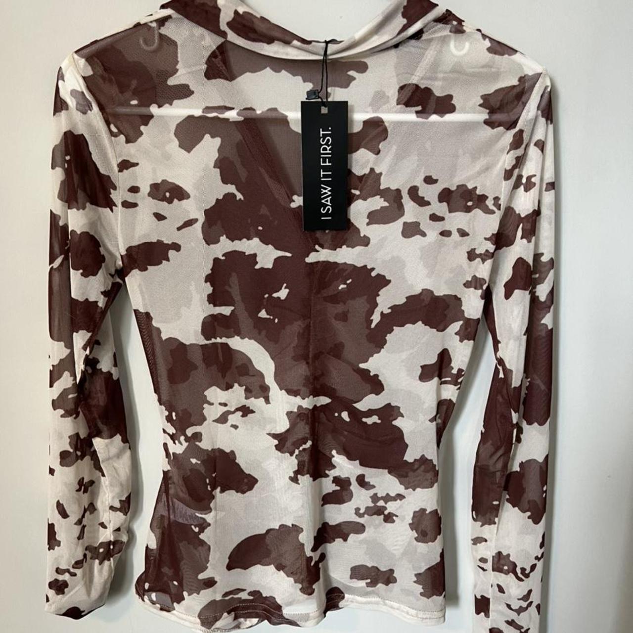 I Saw It First Women's Brown and Cream Shirt (2)