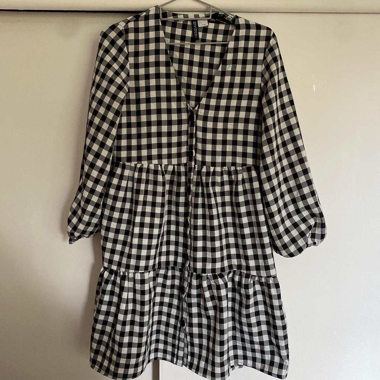 Gingham smock dress | Mini dress | black and white... - Depop