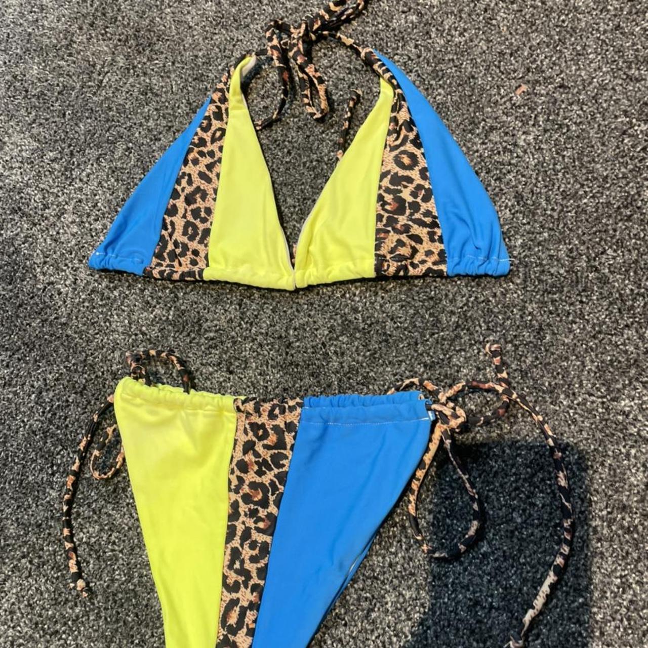 Women's Blue and Yellow Bikinis-and-tankini-sets | Depop