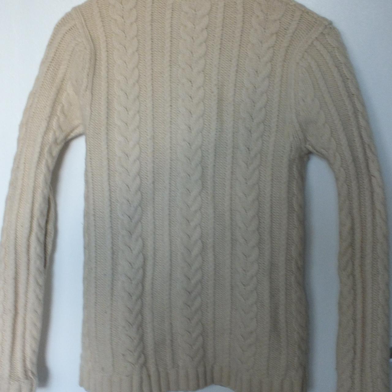 Cream Cable Knit Wool Cardigan, Fastens With - Depop