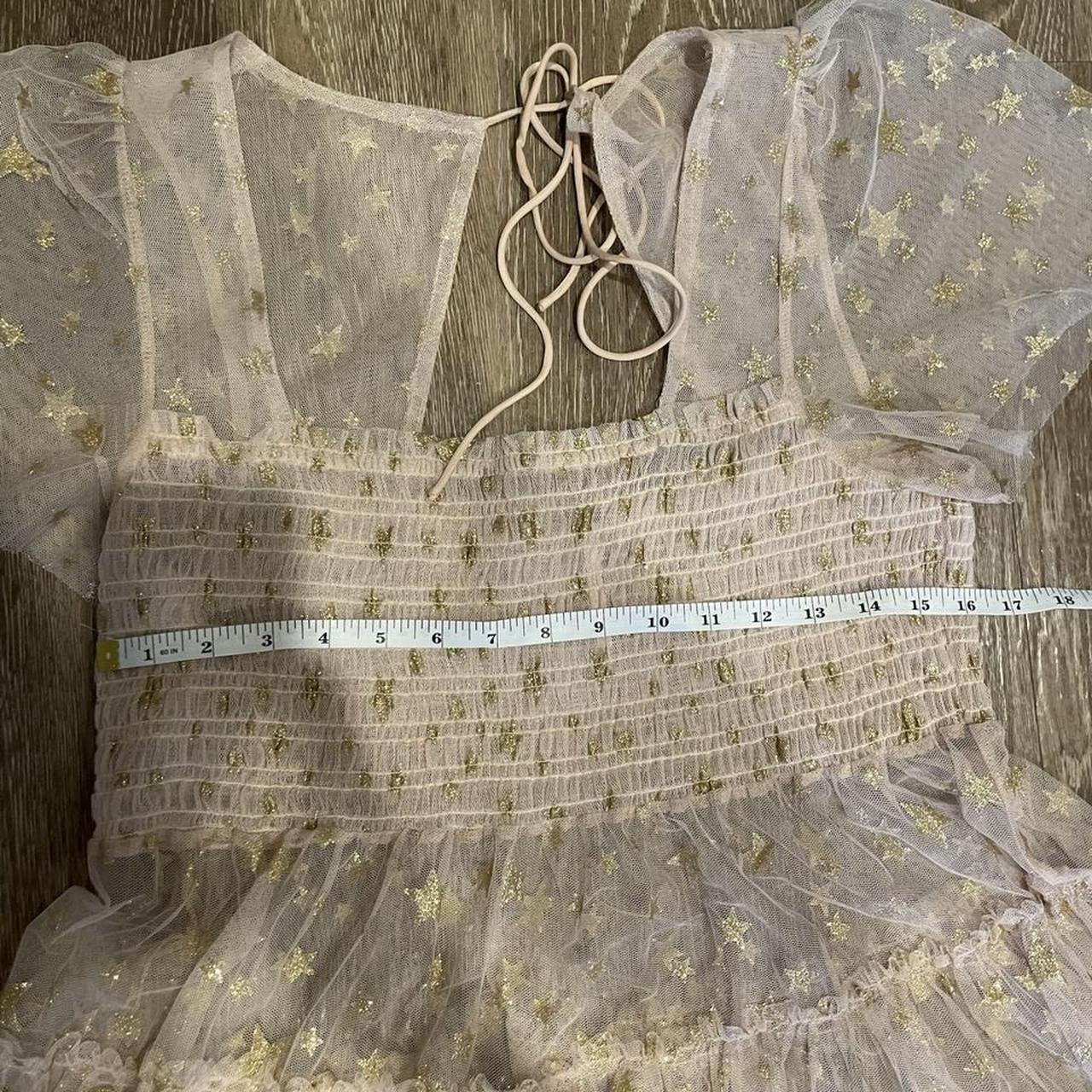 Free people sheer light pink gold star fairy dress. - Depop