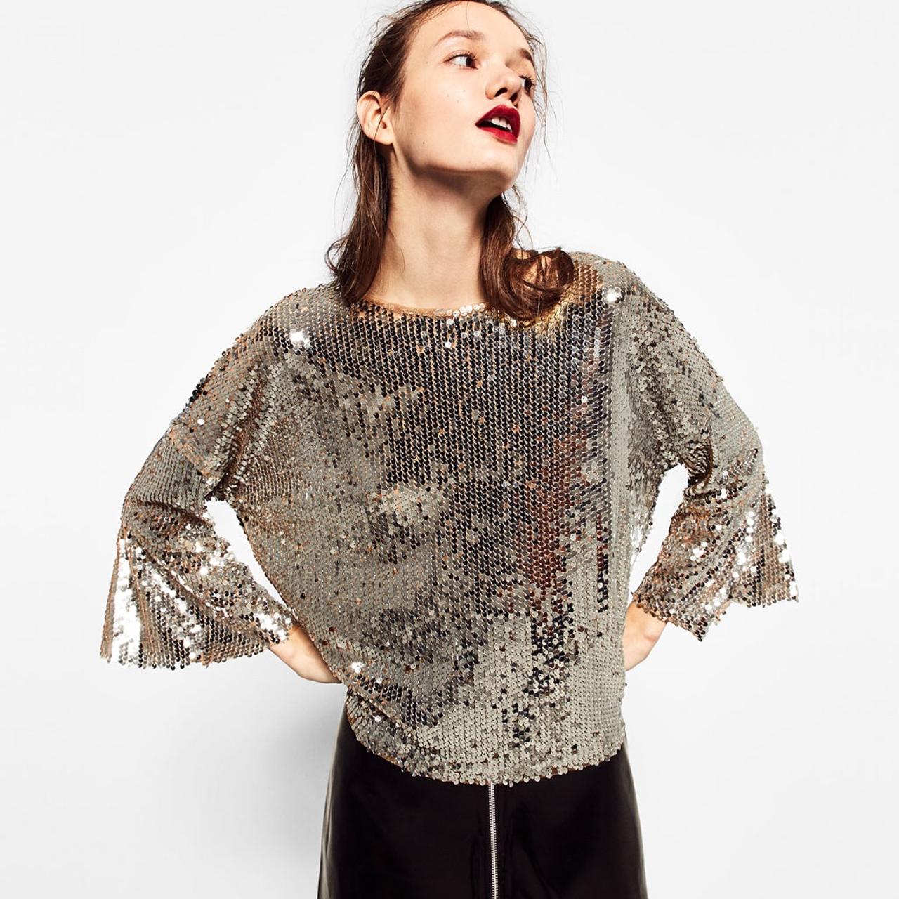 Zara gold best sale sequin top