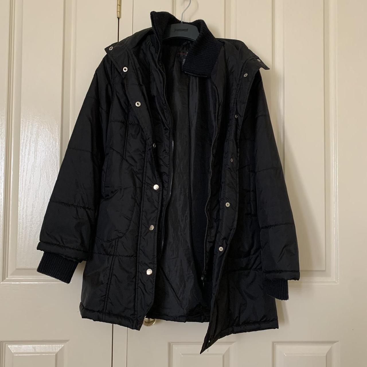 BLACK PUFFER JACKET/ COAT Zip up and button up if... - Depop