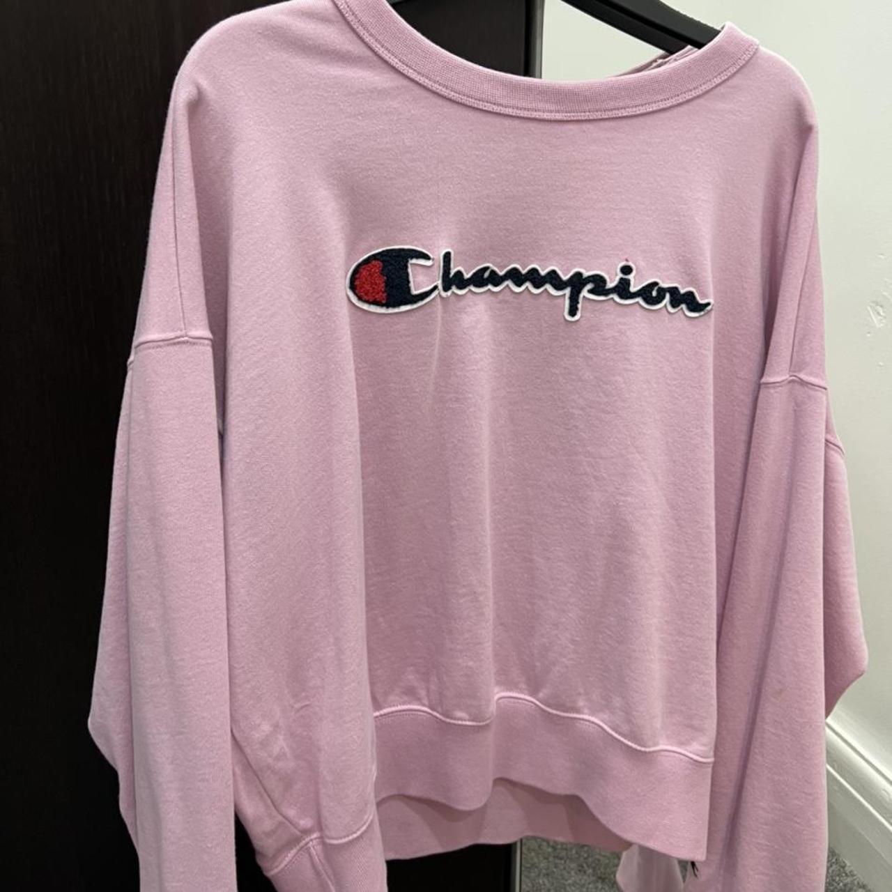 Champion Women's Pink Jumper | Depop