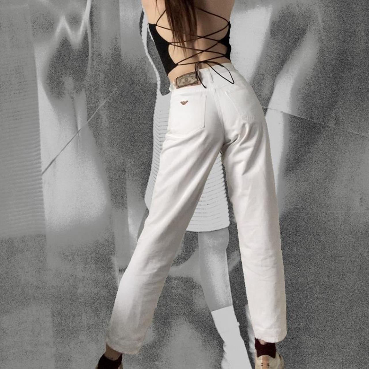 white armani pants