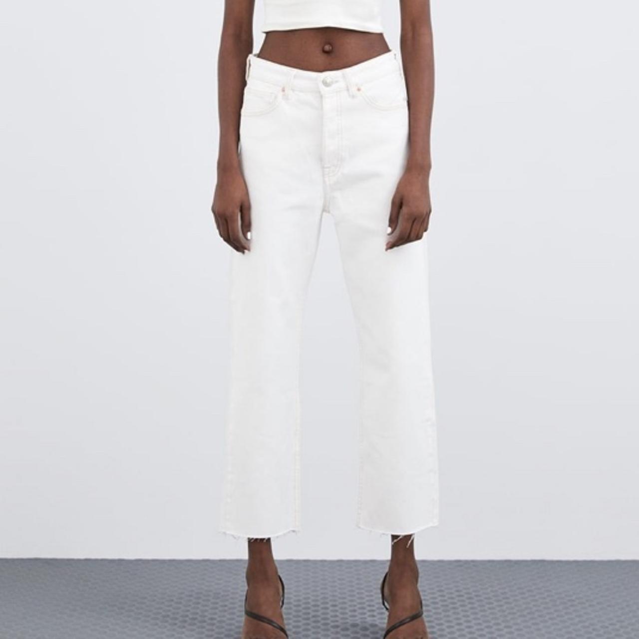 white straight leg jeans zara