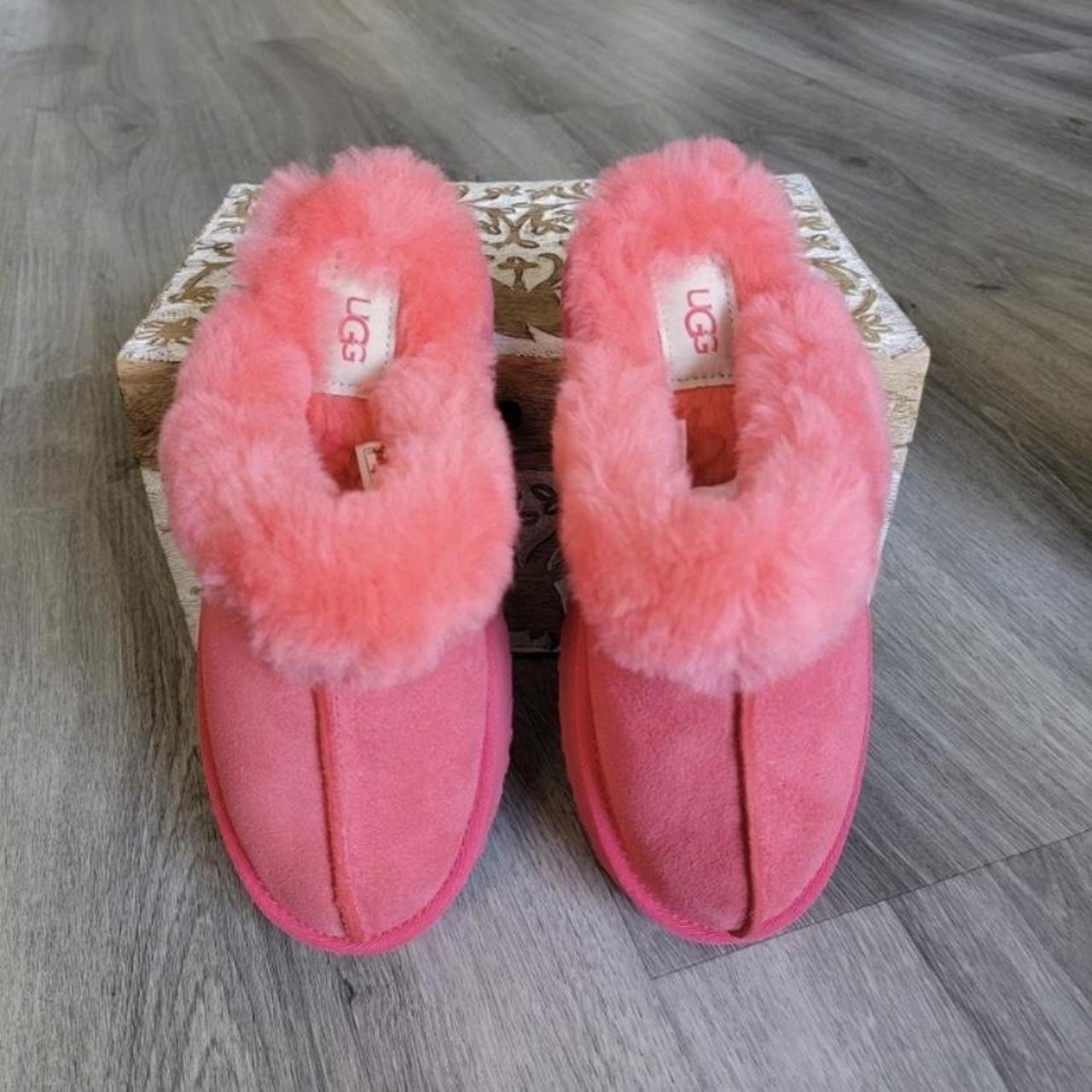 Hibiscus pink platform ugg slippers Worn once size 10 - Depop