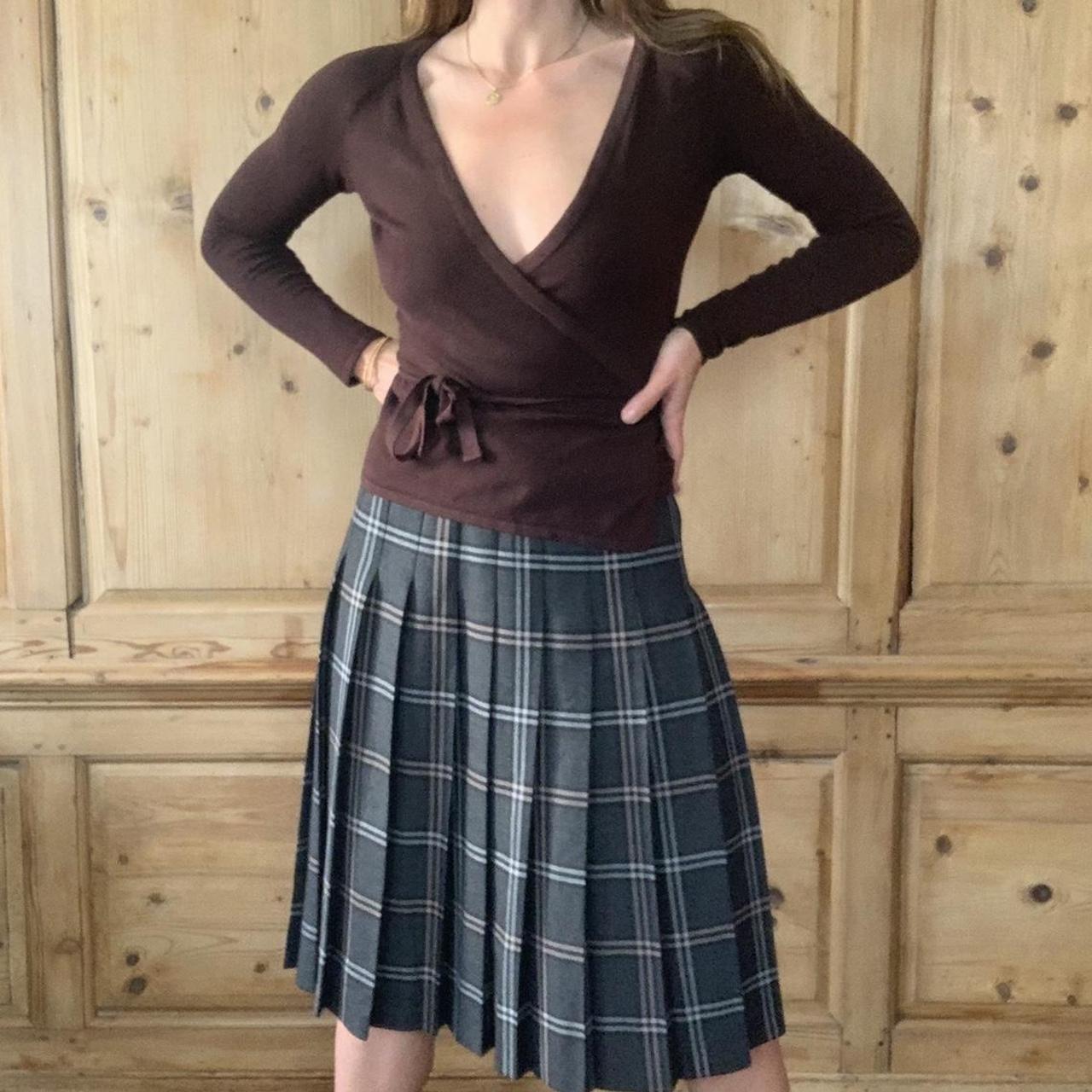 Marks & Spencer Women's Brown and Grey Skirt Depop