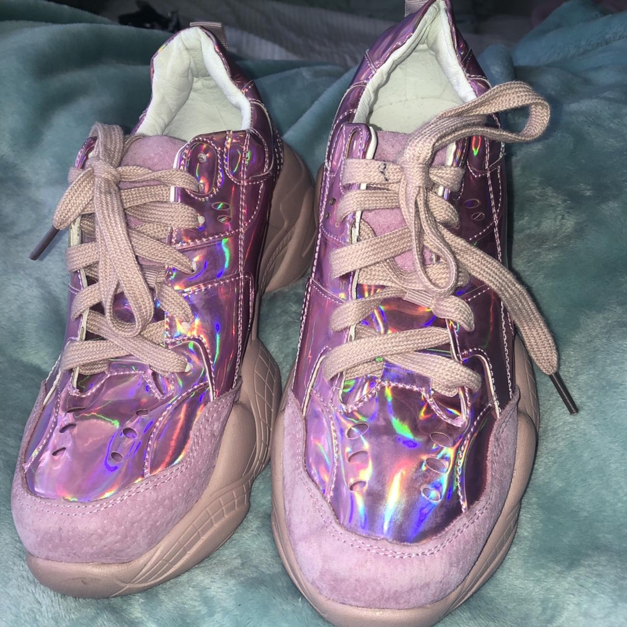 Pink store holographic shoes