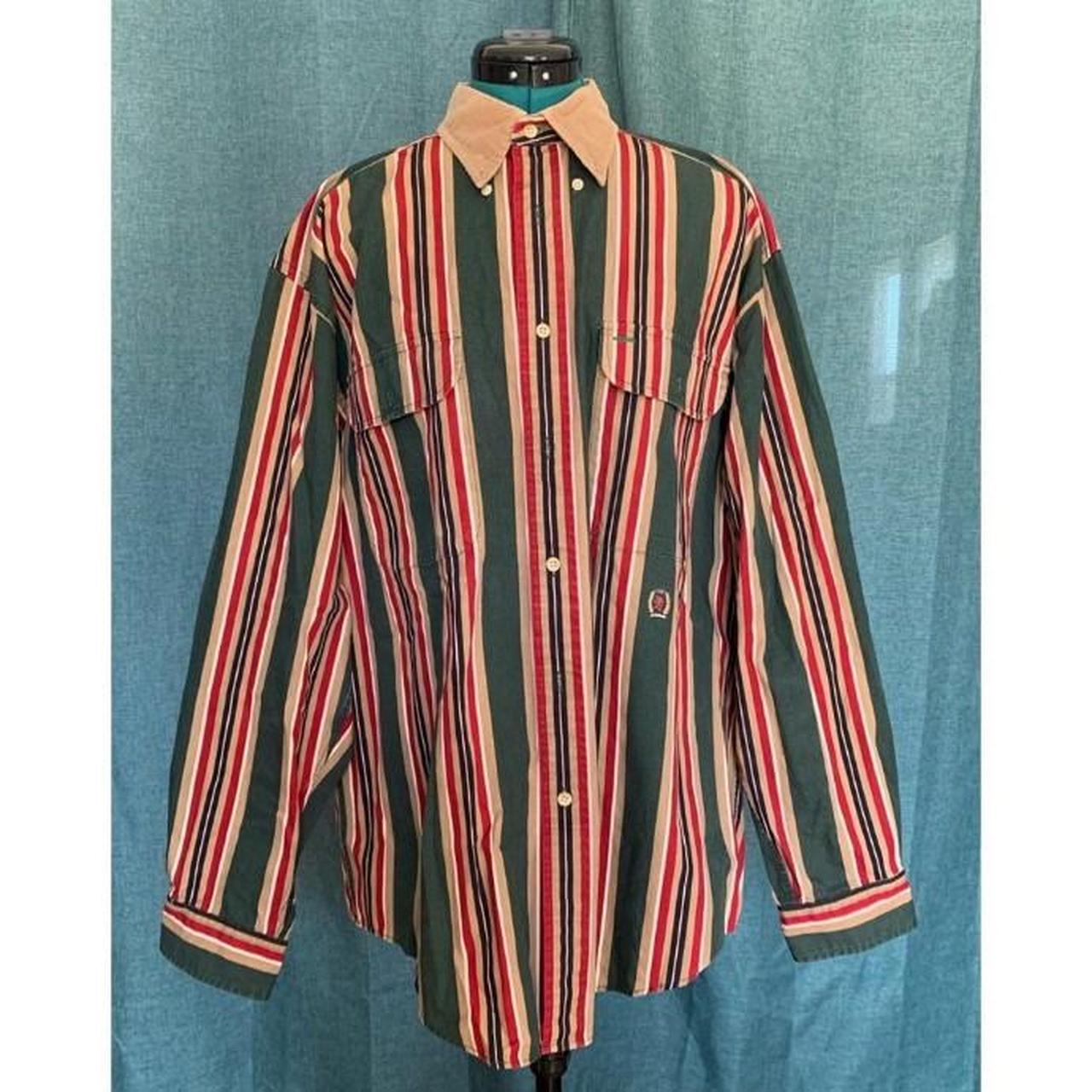 .. Unique Vintage Striped Tommy Hilfiger Button Down... - Depop