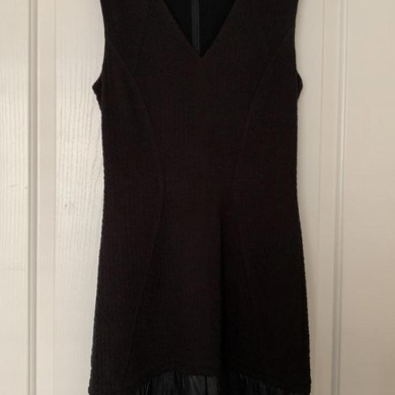 Black sleeveless drop waist dress with lamb skin... - Depop