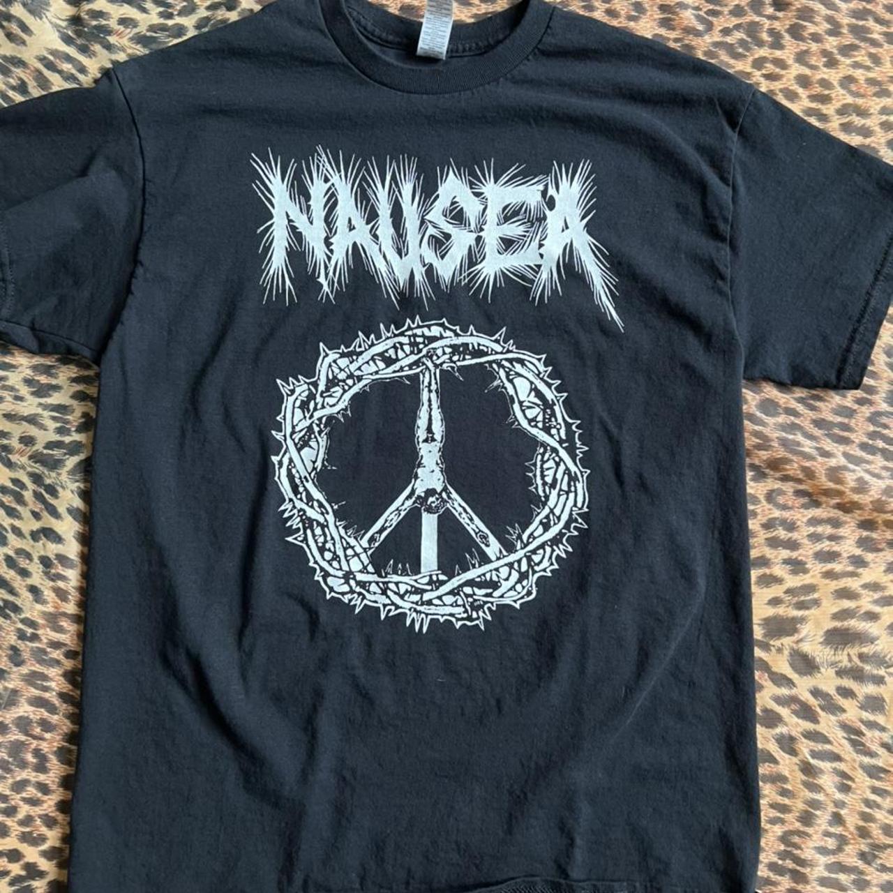 Nausea godless shirt. Crust punk, doom, disrupt,... - Depop