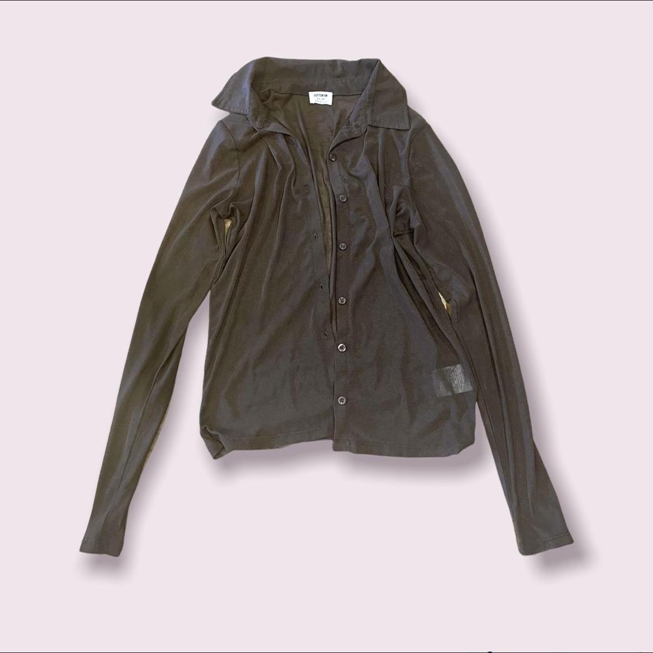 BROWN LONG SLEEVE MESH SHIRT, from cotton on 24... Depop