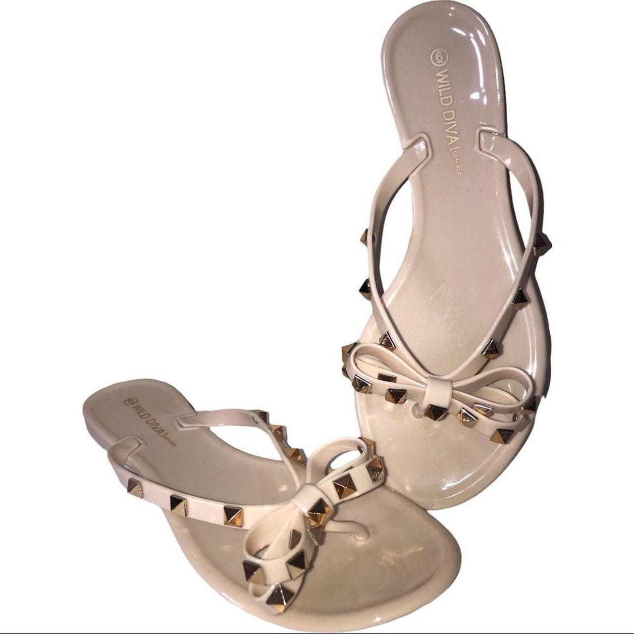 NEW Wild Diva gold studded tan jelly shoes sandals Depop