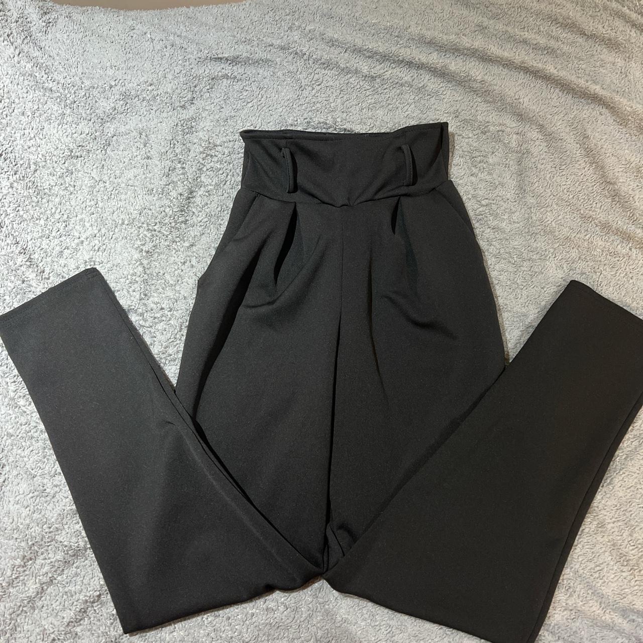 these are straight leg trousers with a tight fitted... - Depop