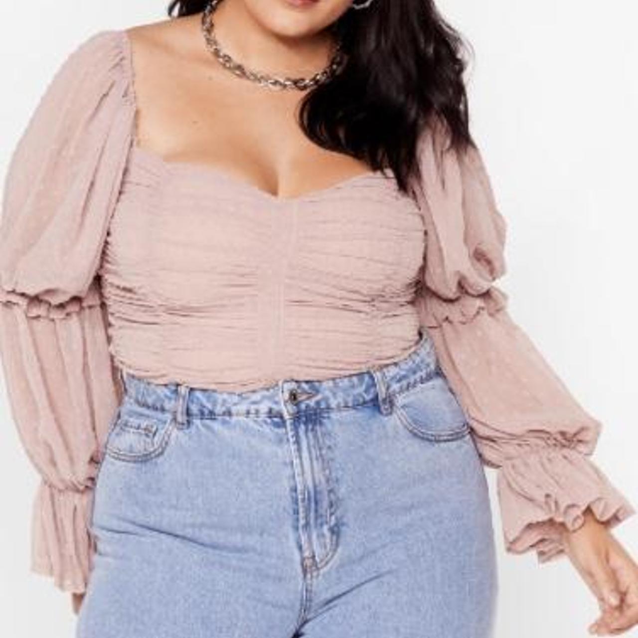 Nasty Gal Women's Pink and Tan Blouse