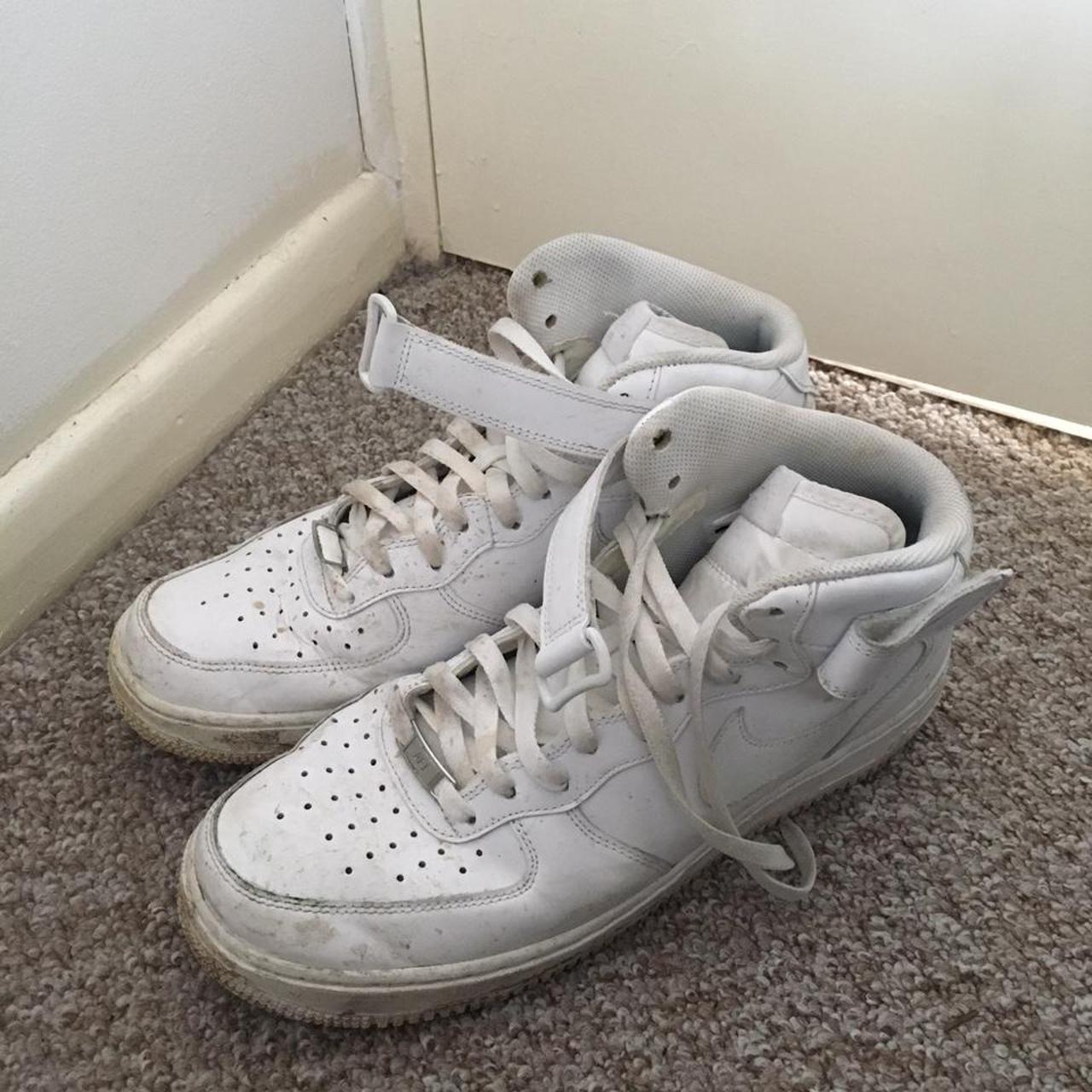 White High-top Nike Air Force 1’s Size Uk 10.5 - - Depop