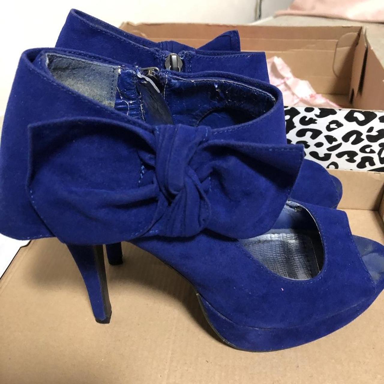 Product Image 4 - Royal blue bow platform heels