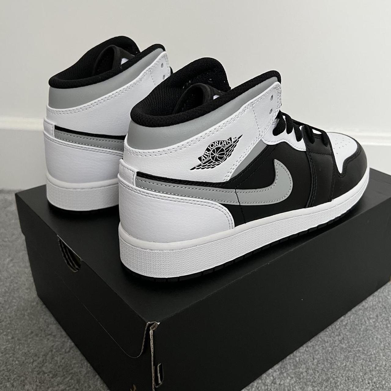 Air Jordan 1 Mid White Shadow Gs White, Black with... - Depop