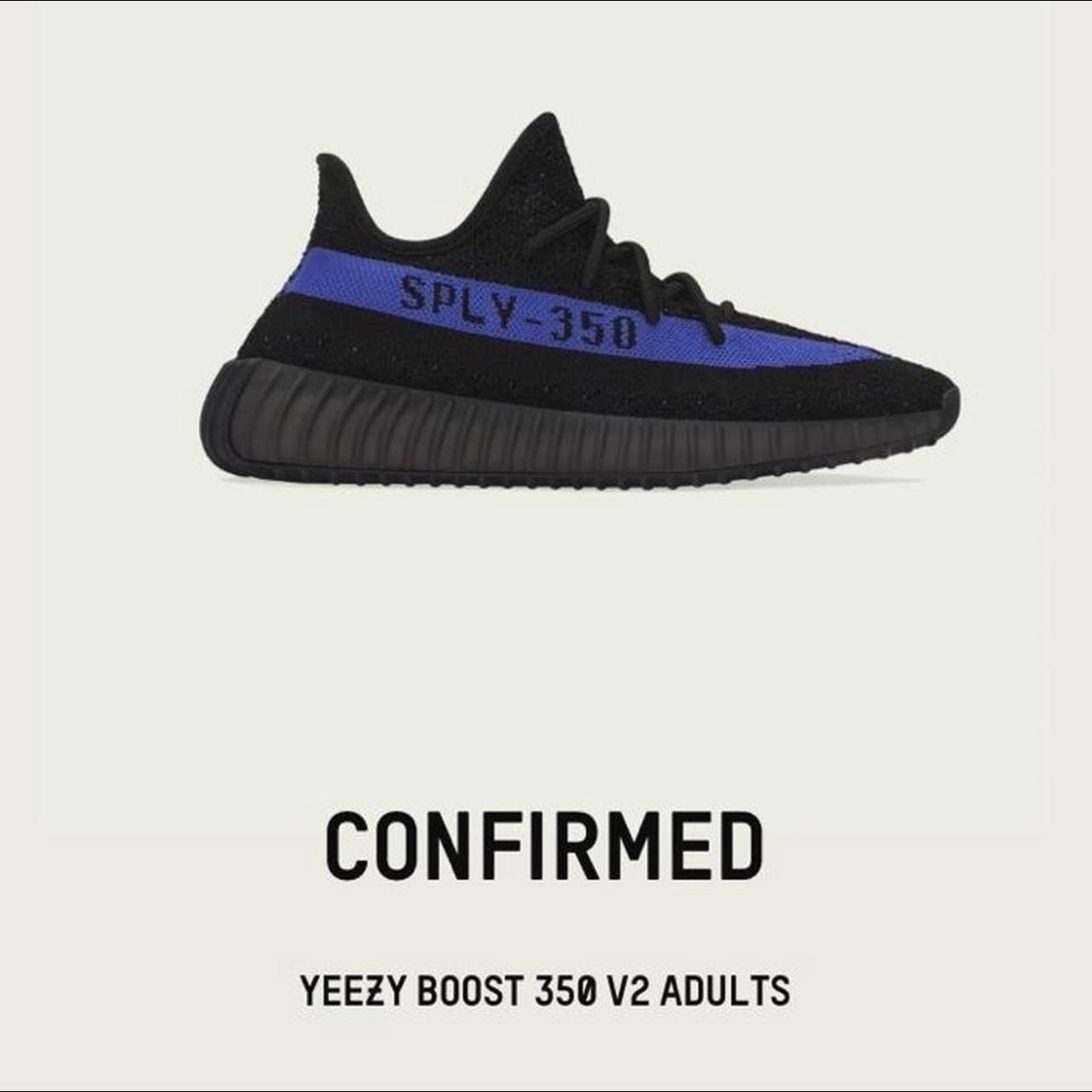 YEEZY BOOST 350 V2 CORE BLACK / DAZZLING BLUE UK... - Depop