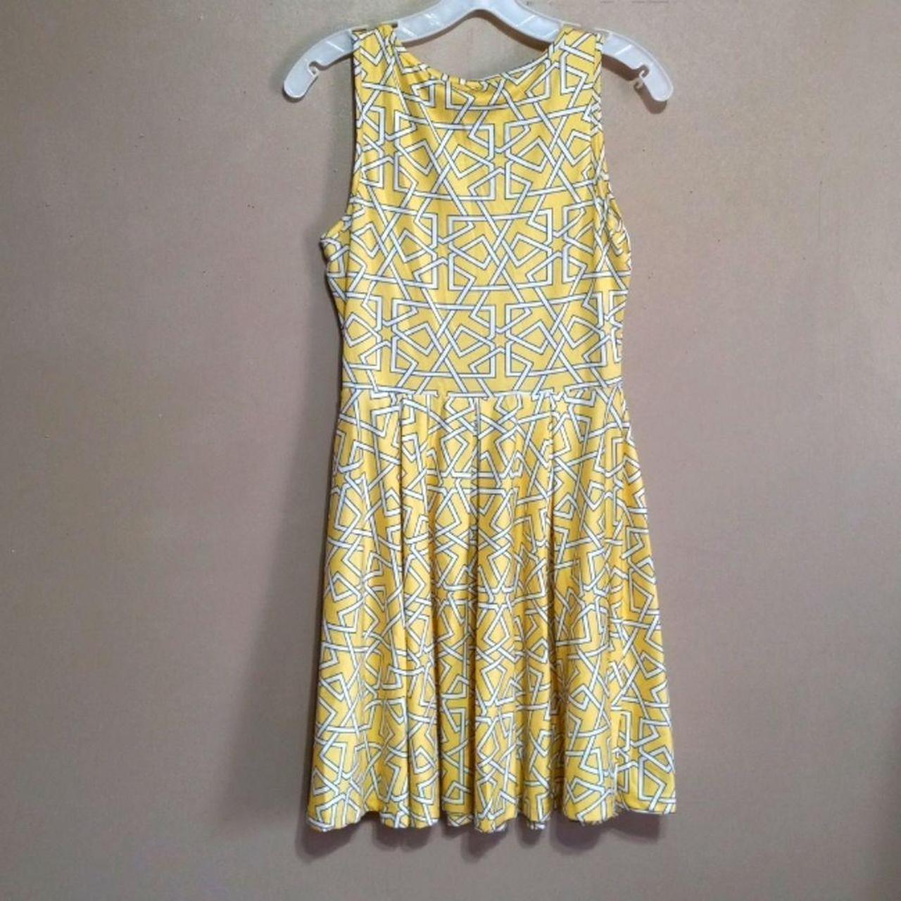 Women's Yellow and White Dress Depop