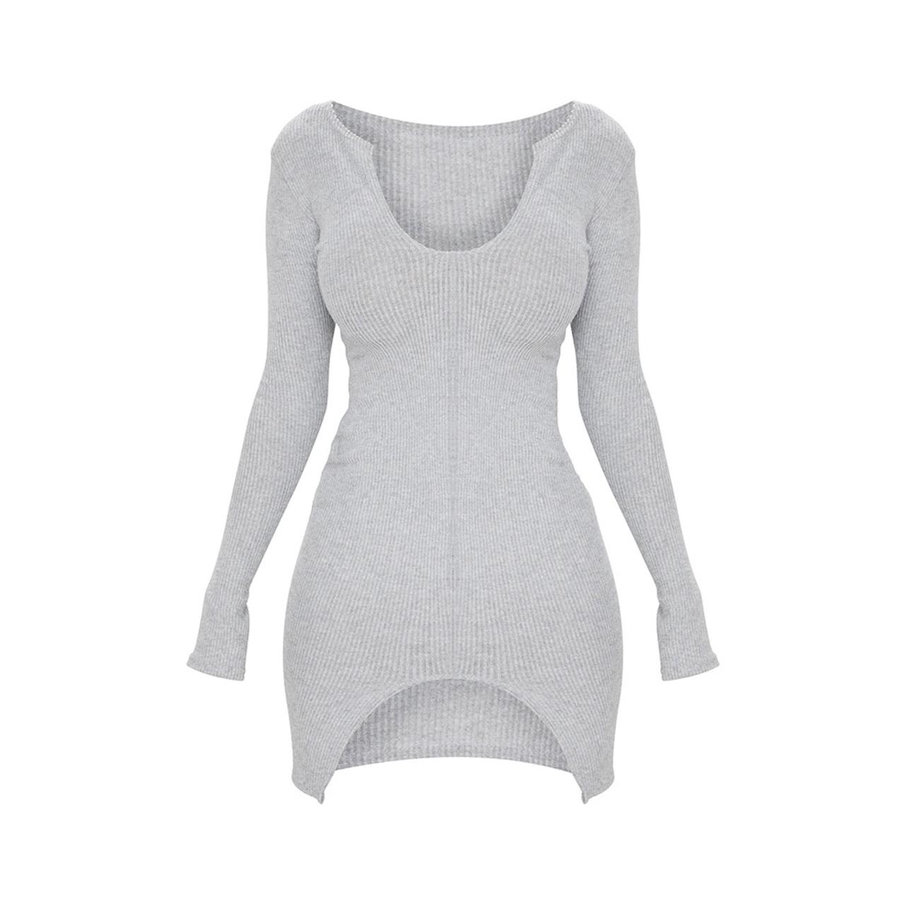 PrettyLittleThing Women's Grey Dress | Depop