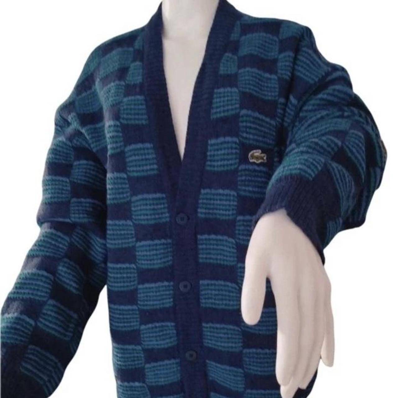 Lacoste Men's Blue and Green Cardigan Depop
