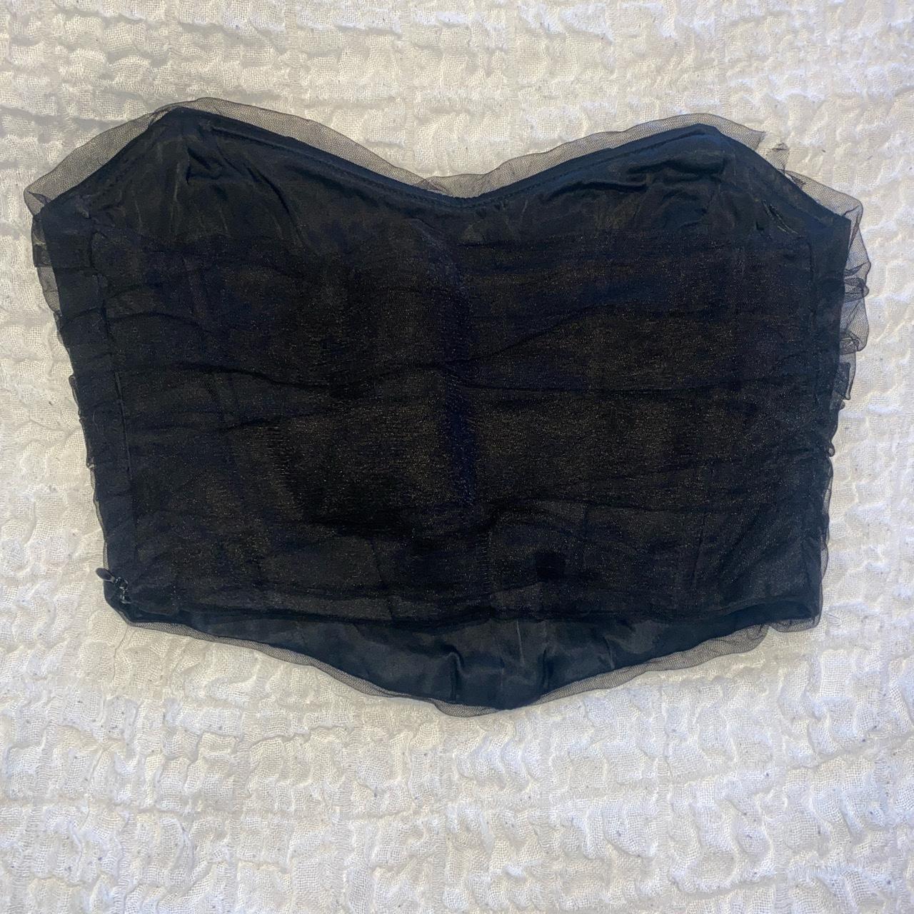 Zara black tulle corset top , Size|S , Slight snag in