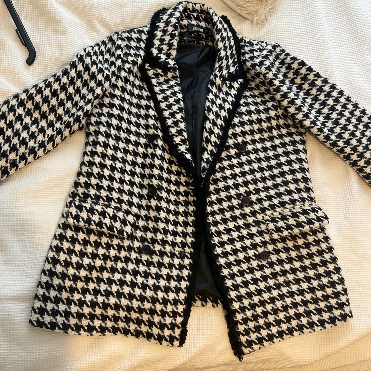 Black Co Ord Houndstooth Boucle Tailored Jacket Depop