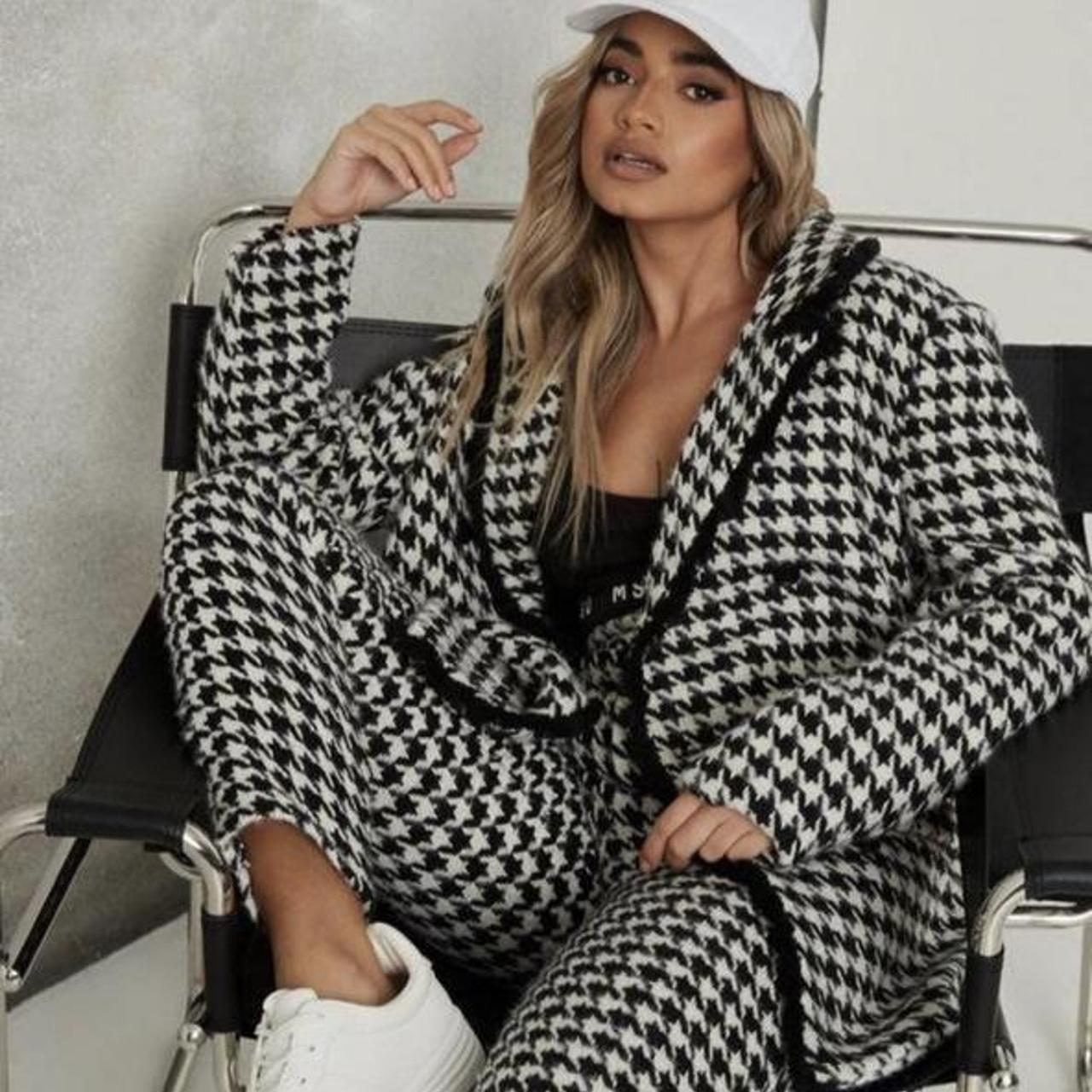 Black Co Ord Houndstooth Boucle Tailored Jacket