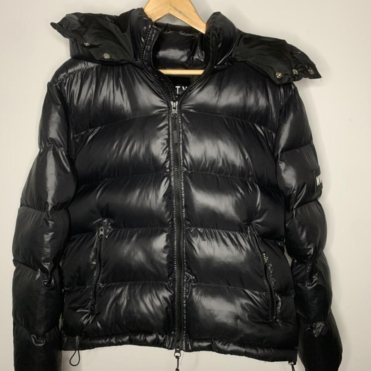 NVLTY shiny puffer jacket Black Size... - Depop