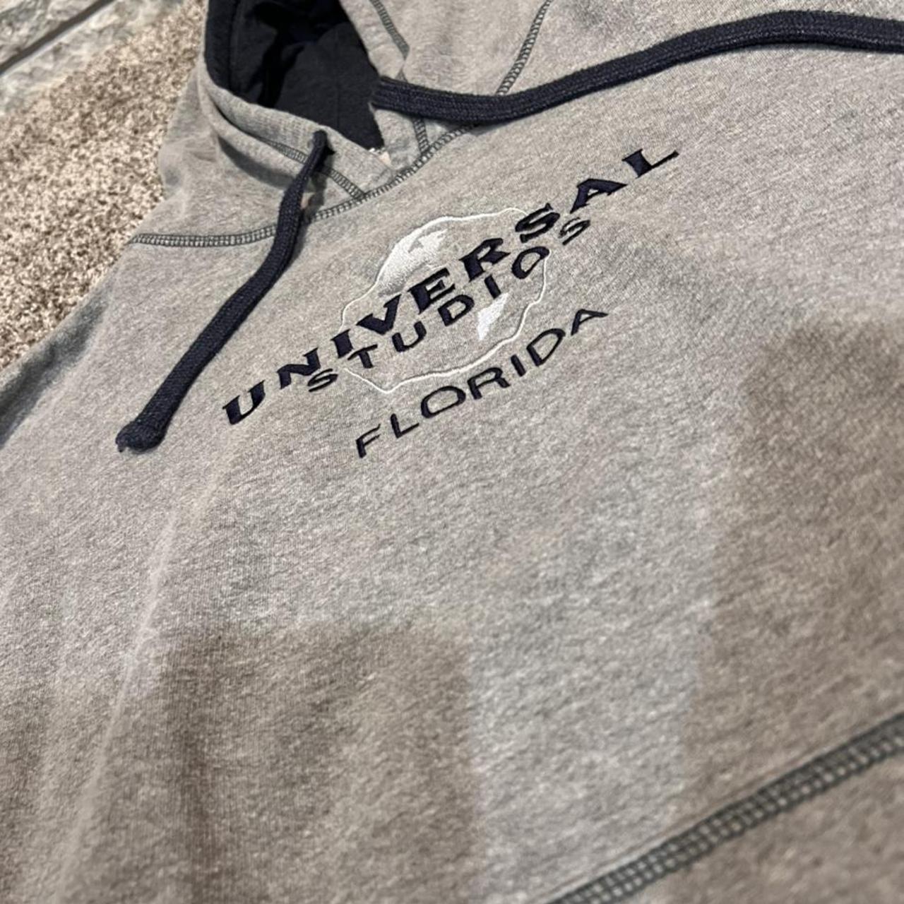 Universal Works Men's Grey and Navy Hoodie | Depop