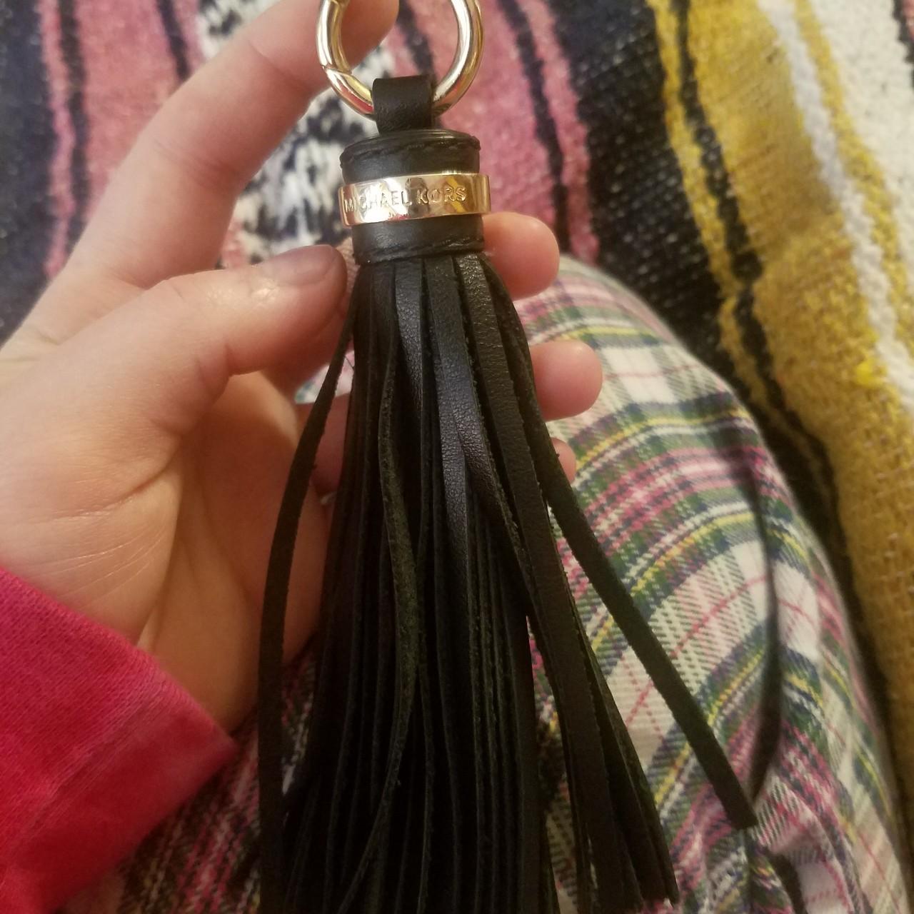 Michael kors leather sale tassel keychain