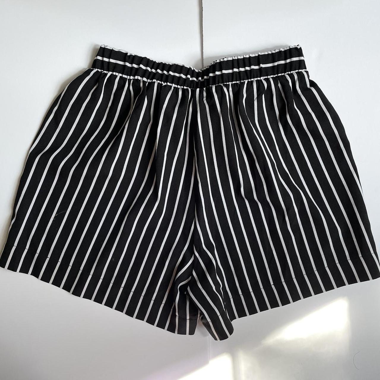 A’gaci Black and White Striped Tie Front Shorts ️... - Depop