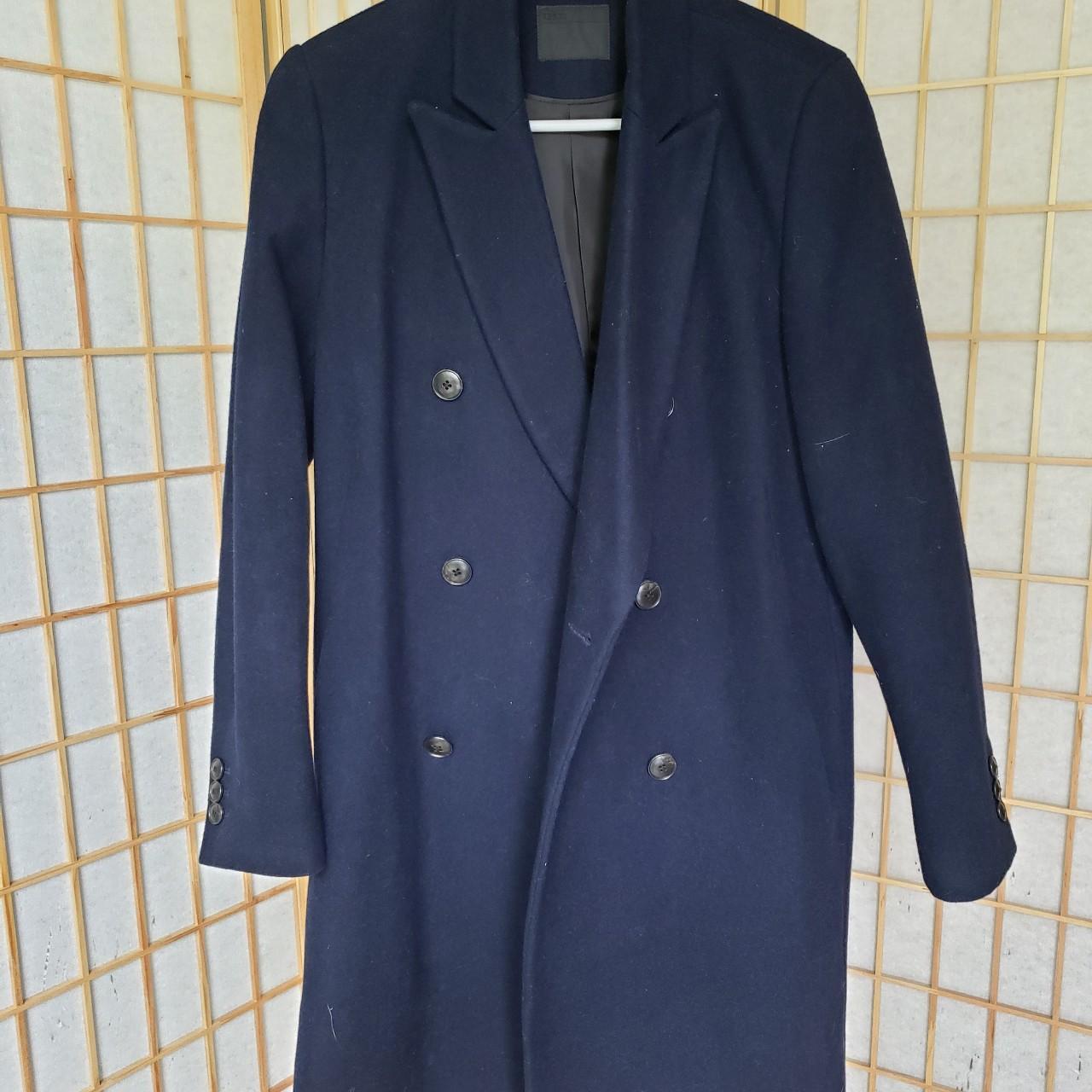 Navy blue XS Asos peacoat, only worn once asos... Depop
