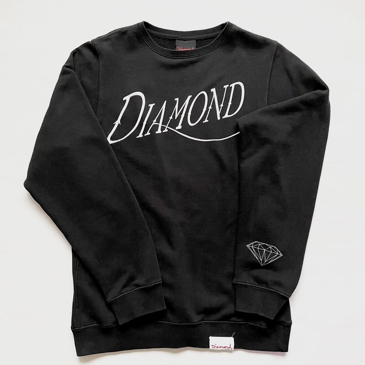 Diamond All Black With White Lettering Crewneck... - Depop